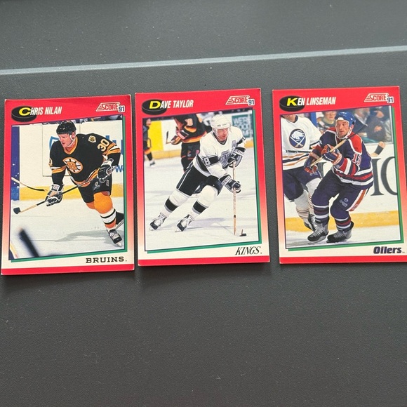 Other - Set (3) 1991 Score NHL Cards-(Nolan, Taylor, Linseman) Bruins / Kings / Oilers